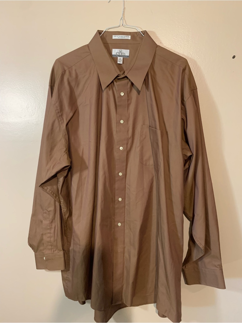 Classic Brown Button-Up Shirt Enro ultra  pinpoint  size 20 37-38 tall